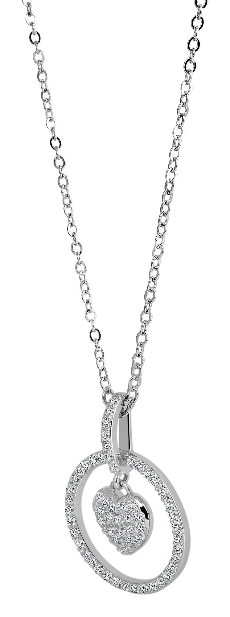 925/- Echt Silber Halskette "Aylin", Herz, Ring, Zirkoniabesatz, 925/rhodiniert