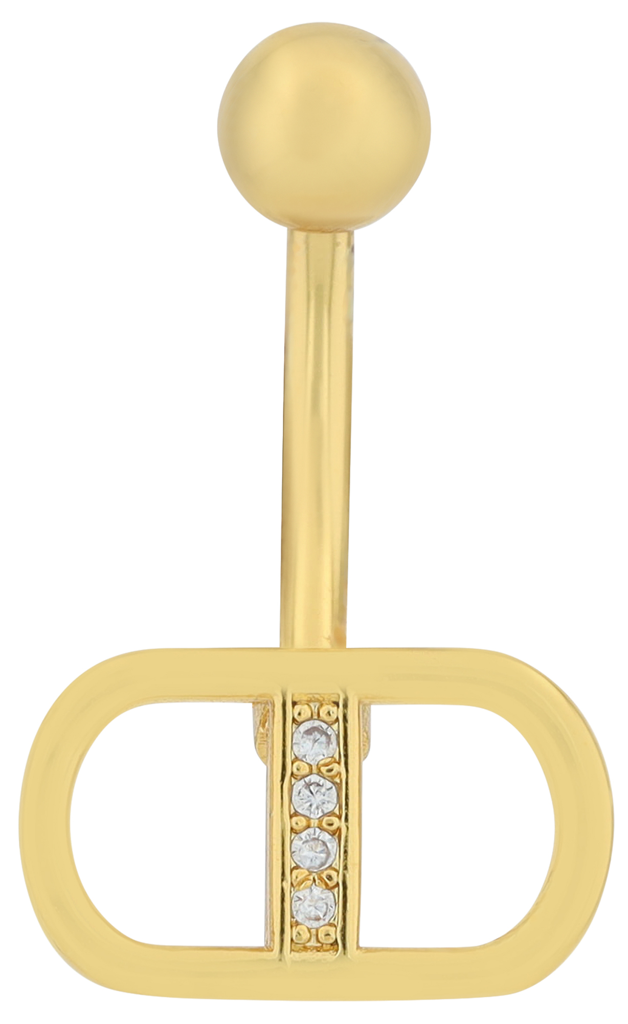 "Jelly" Edelstahl-Bronze Bauchnabelpiercing, Länge 11 mm/ Stärke 1,8 mm, Zirkonia, goldfarben