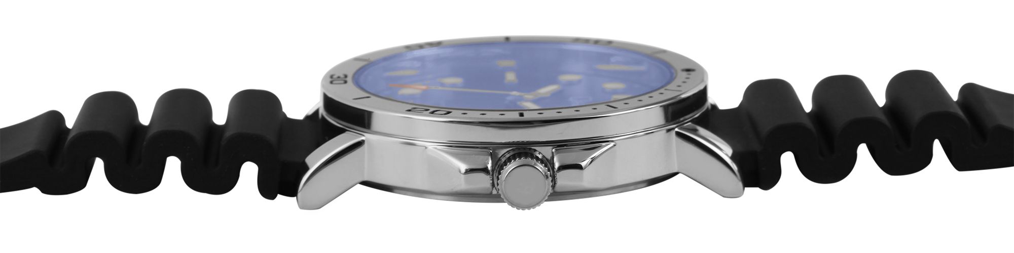 Q&Q Herrenuhr mit Silikonarmband, 5 bar, schwarz/blaues ZB