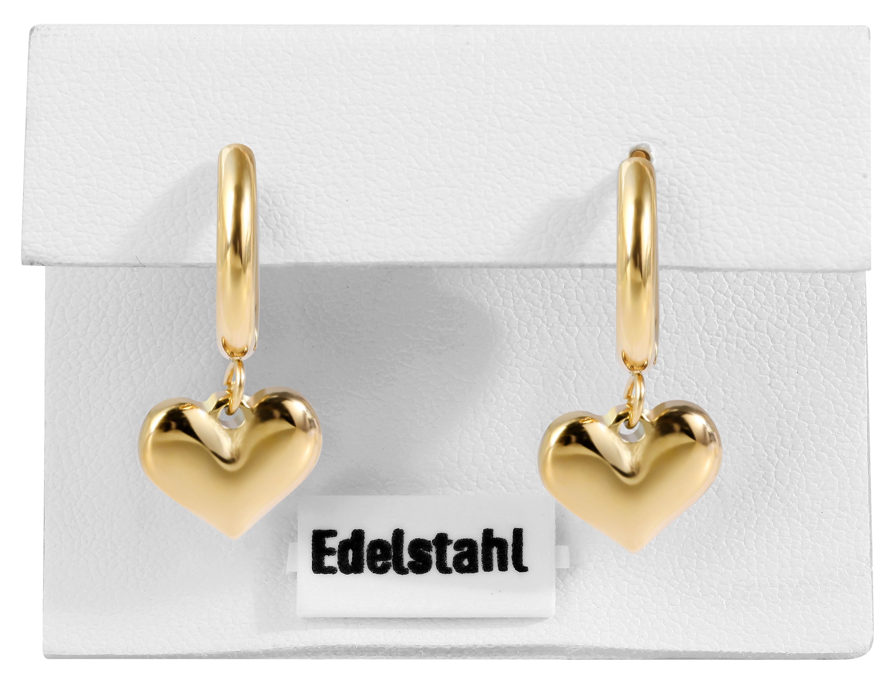 Akzent Creolen, Edelstahl, Herzanhänger, goldfarben