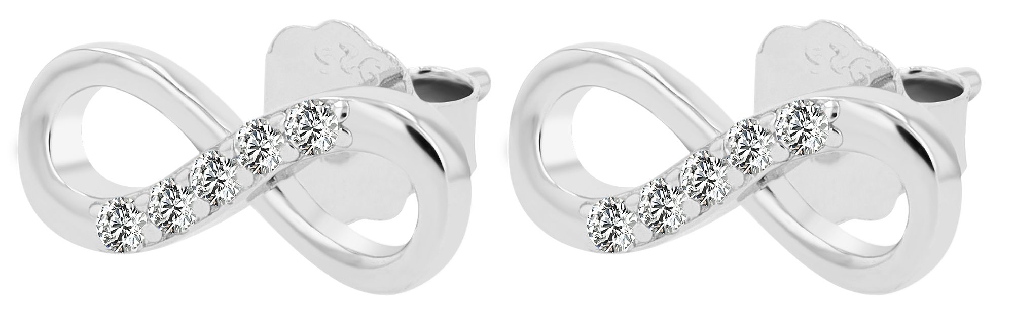 "Aroa" 925/- Echt Silber Ohrstecker - Infinity, silberfarben rhodiniert