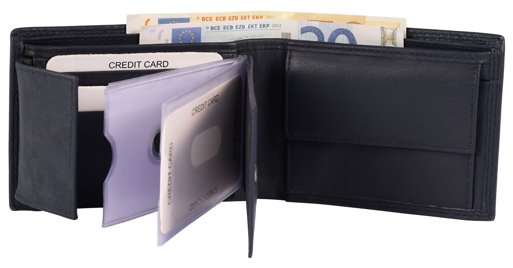 Leonardo Verrelli Echtleder (Nappa) 2-in-1 Geldbörse/ Kartenetui, RFID, Querformat