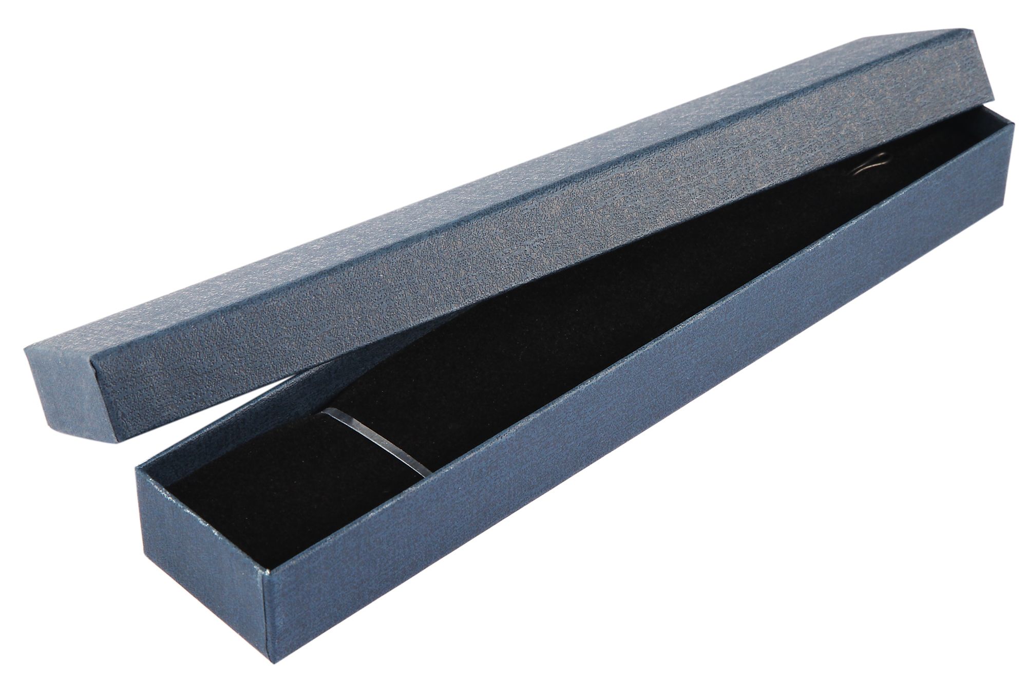 Schmuckbox, Pappe, blau, VE 12, 21,5 cm x 4,5 cm x 2,5 cm