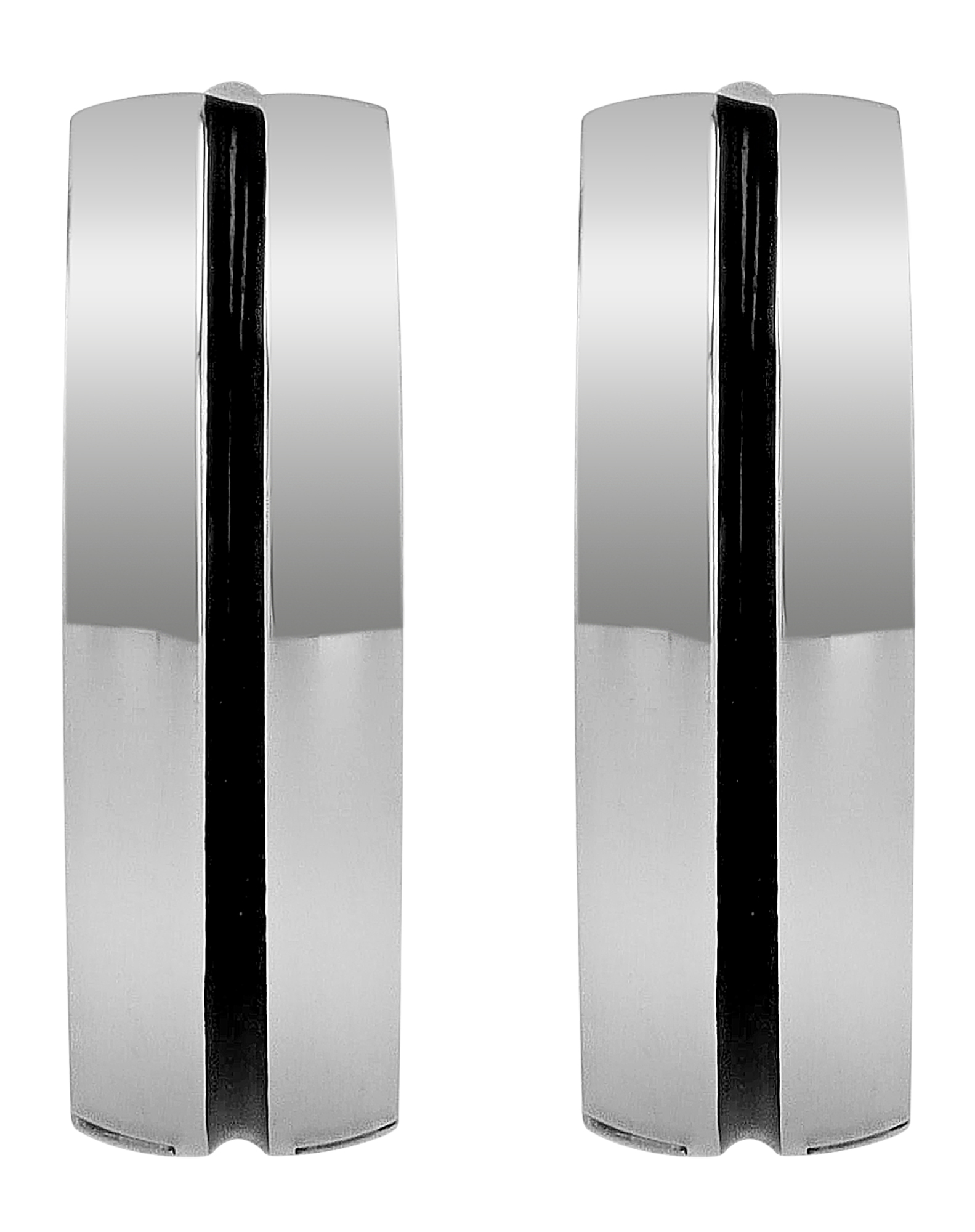 "Thane" Edelstahl Creolen Ø 8,5 mm (Herren/ Unisex), bicolor (silberfarben/ schwarz)