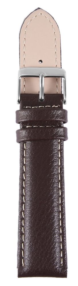 Echtleder-Uhrenarmband, dunkelbraun, weiße Naht, 20 mm