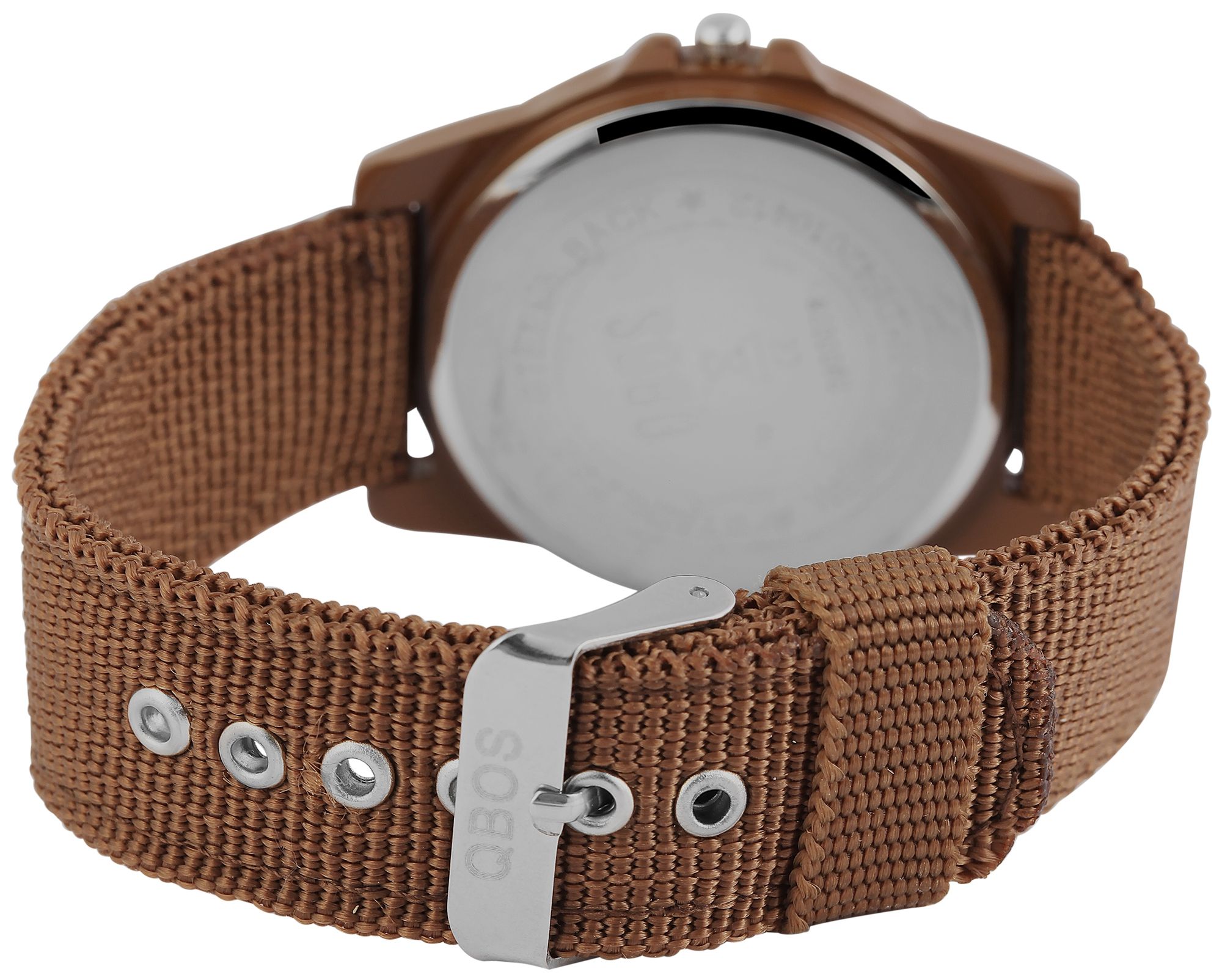 QBOS Herrenuhr mit Textilarmband, braun