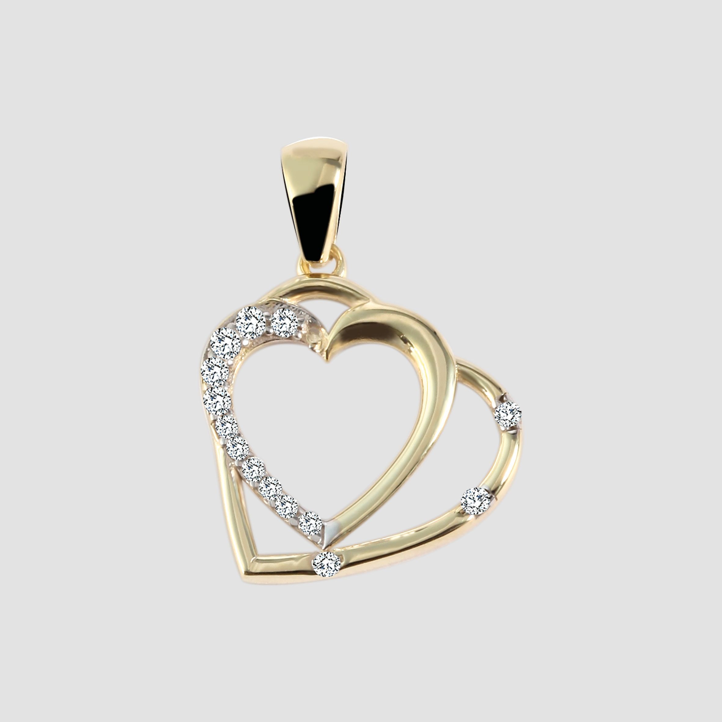 333/- Gold Anhänger "Emilie" ohne Kette, Herz, Zirkoniabesatz, Gelbgold, 8 Karat