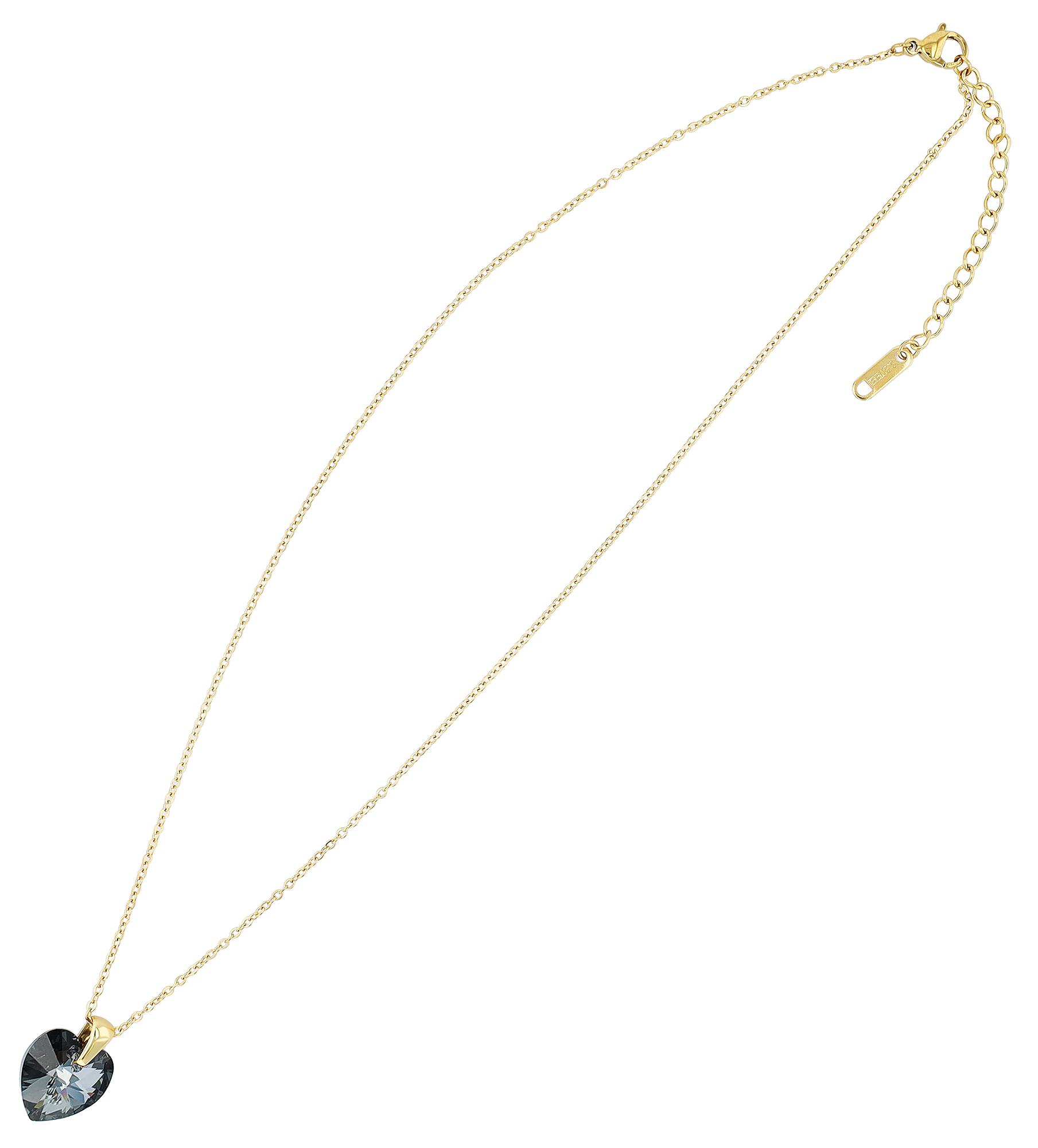 "Shauna" Edelstahlkette mit Swarovski Herz, 40 + 5 cm, goldfarben/ grau
