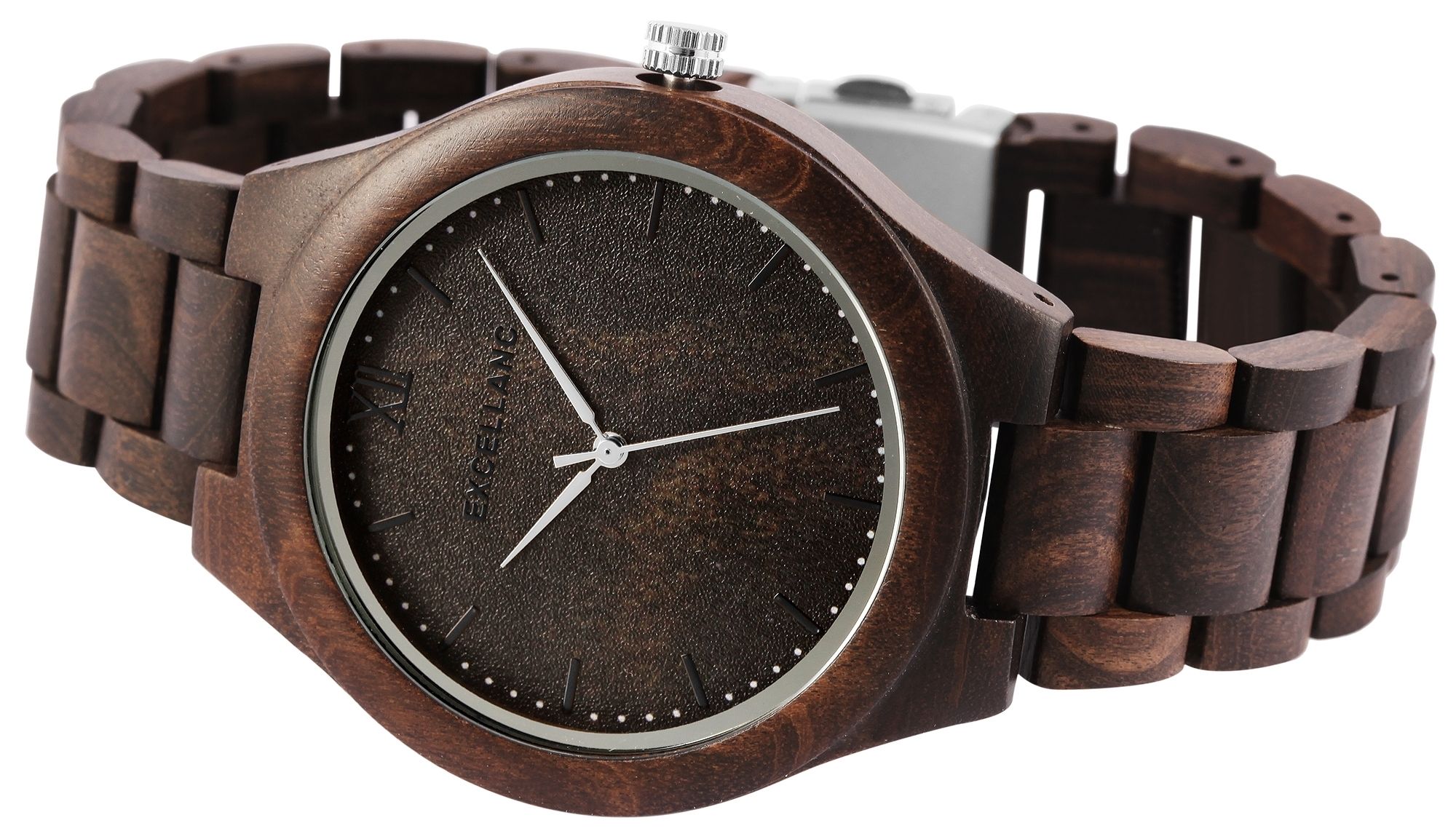 Excellanc Herrenarmbanduhr aus schwarzem Sandelholz