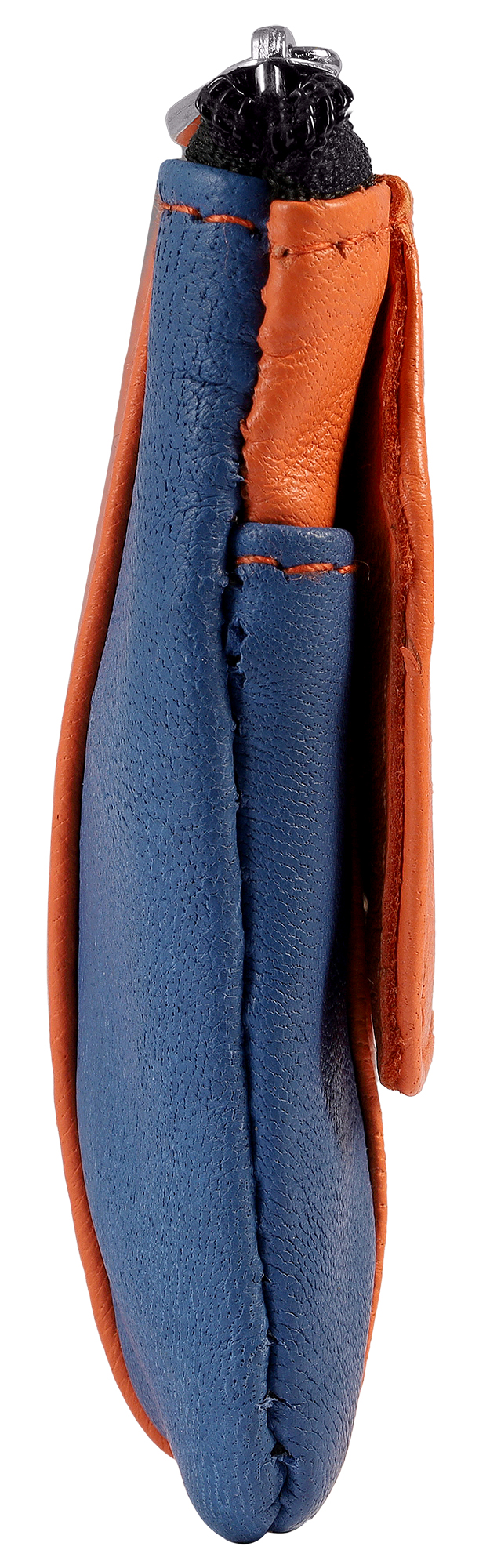 Schlüsselbeutel aus Echtleder von Excellanc, blau/ cognac
