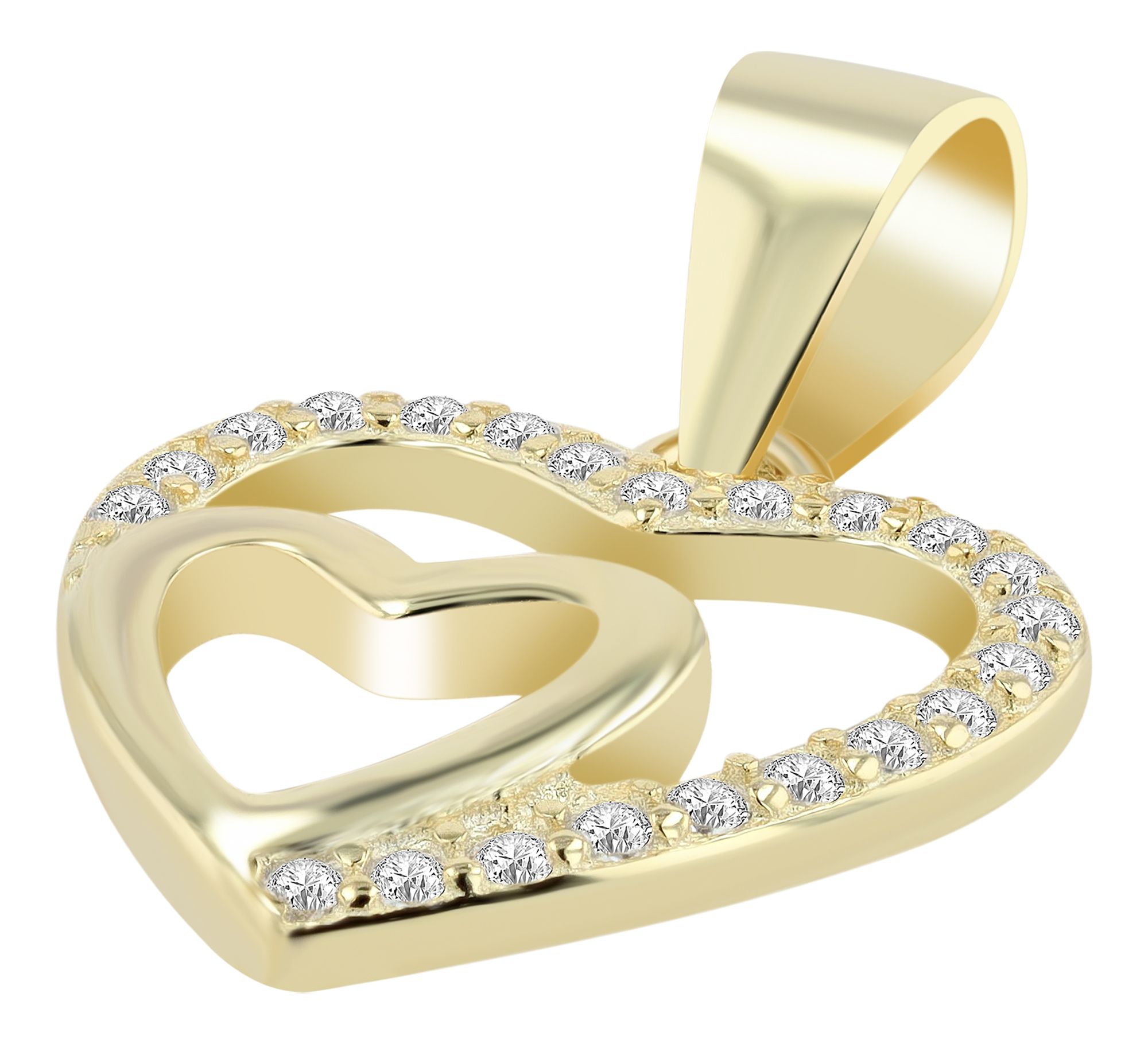 "Cariela" 925/- Echt Silber Anhänger - Herz (o. Kette) , Zirkonia, vergoldet