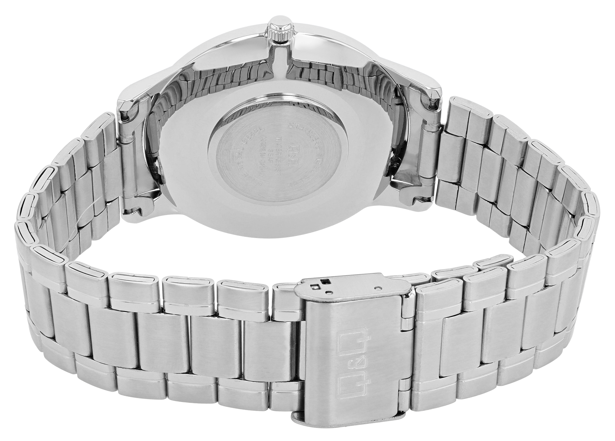 Q&Q Herrenuhr Ø 40 mm, Edelstahlband, silberfarben