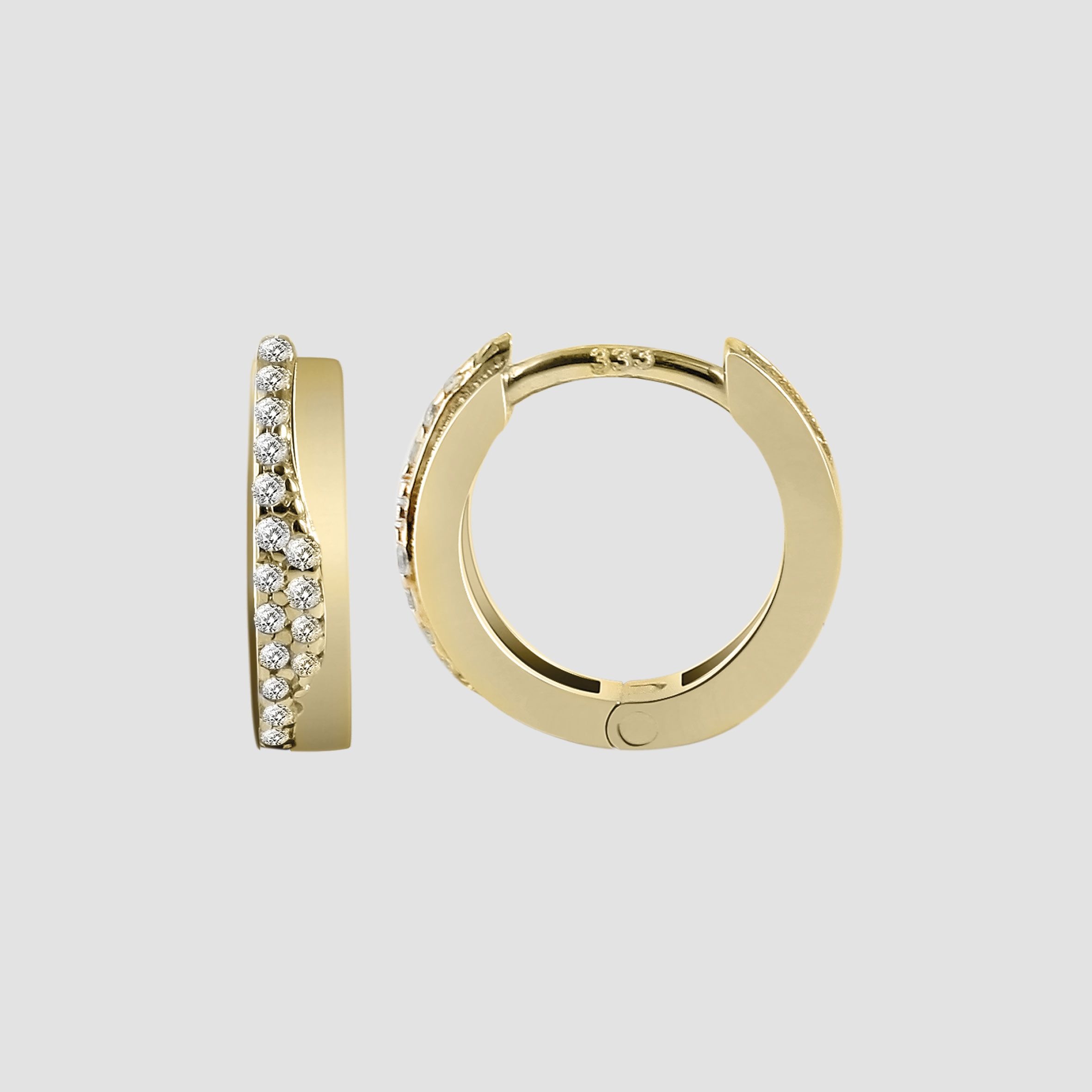 333/- Gold "Julaine" Klapp-Creolen mit Zirkoniabesatz, 8 Karat, Gelbgold