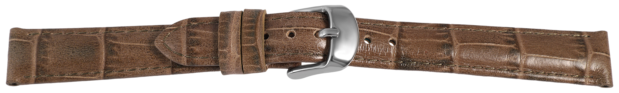 Uhrenarmband aus Echt Leder, Kroko-Optik, taupe, 14 mm