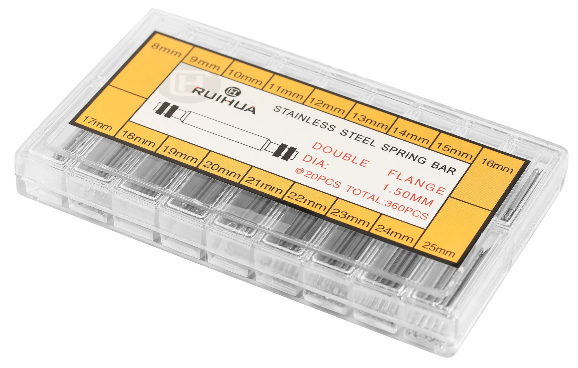 360-teiliges Federsteg-Sortiment (Ø 1,5 mm) - 8 mm bis 25 mm