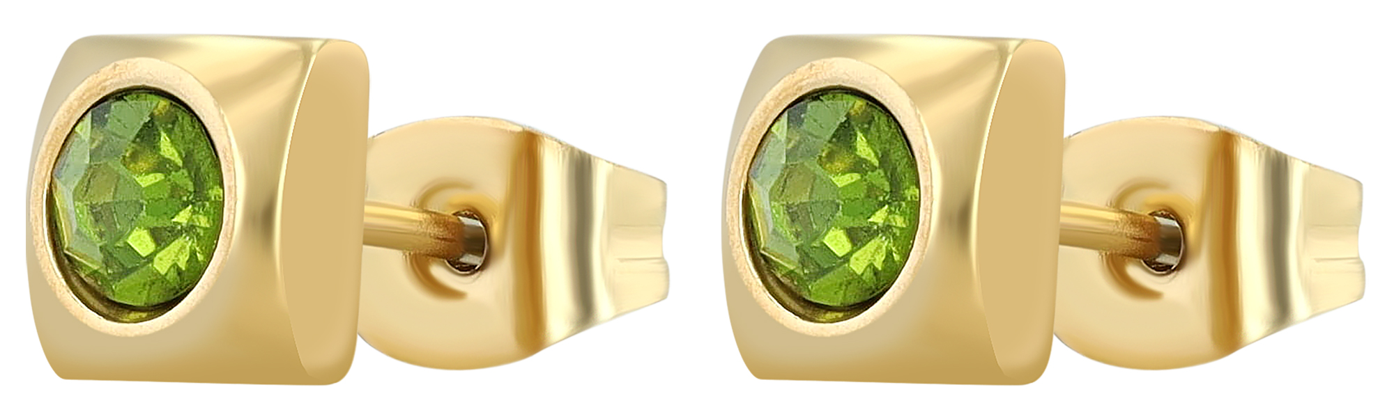 "Juli", Edelstahl Ohrstecker, Similibesatz, goldfarben