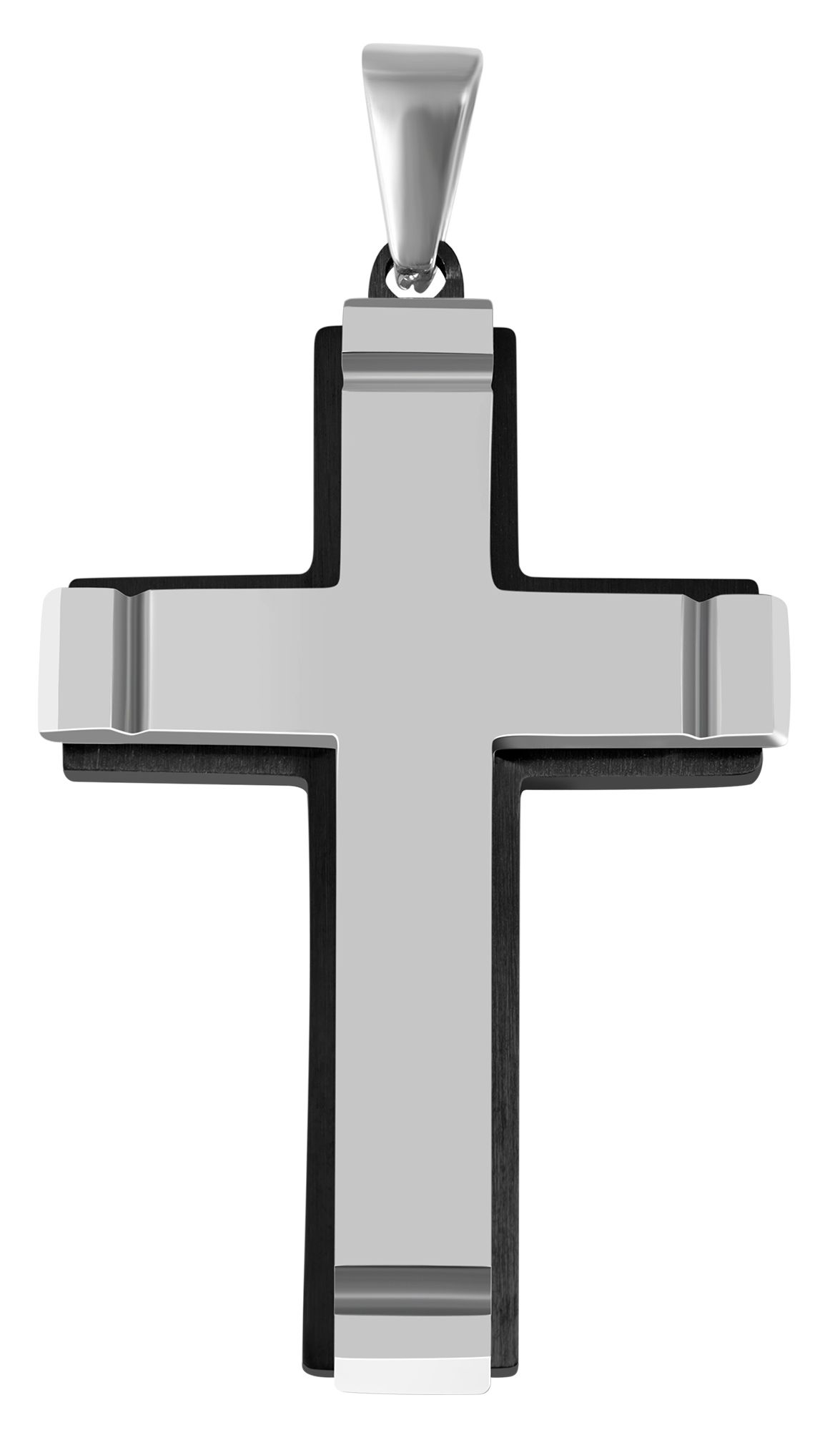 Akzent Anhänger, Kreuz, Edelstahl, massiv, silberfarben/schwarz