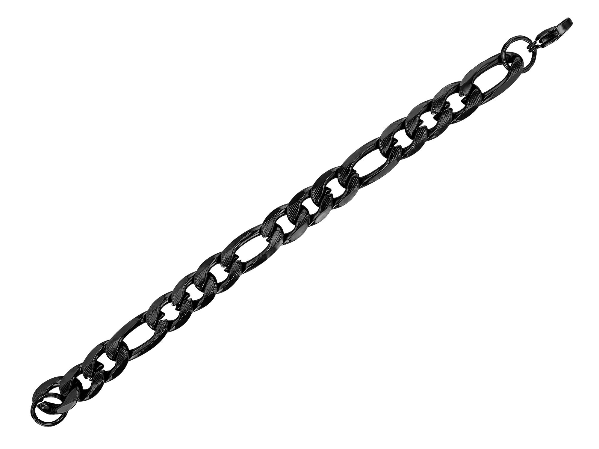 "Devin" Akzent Figaroarmband, Edelstahl, 21 cm, schwarz