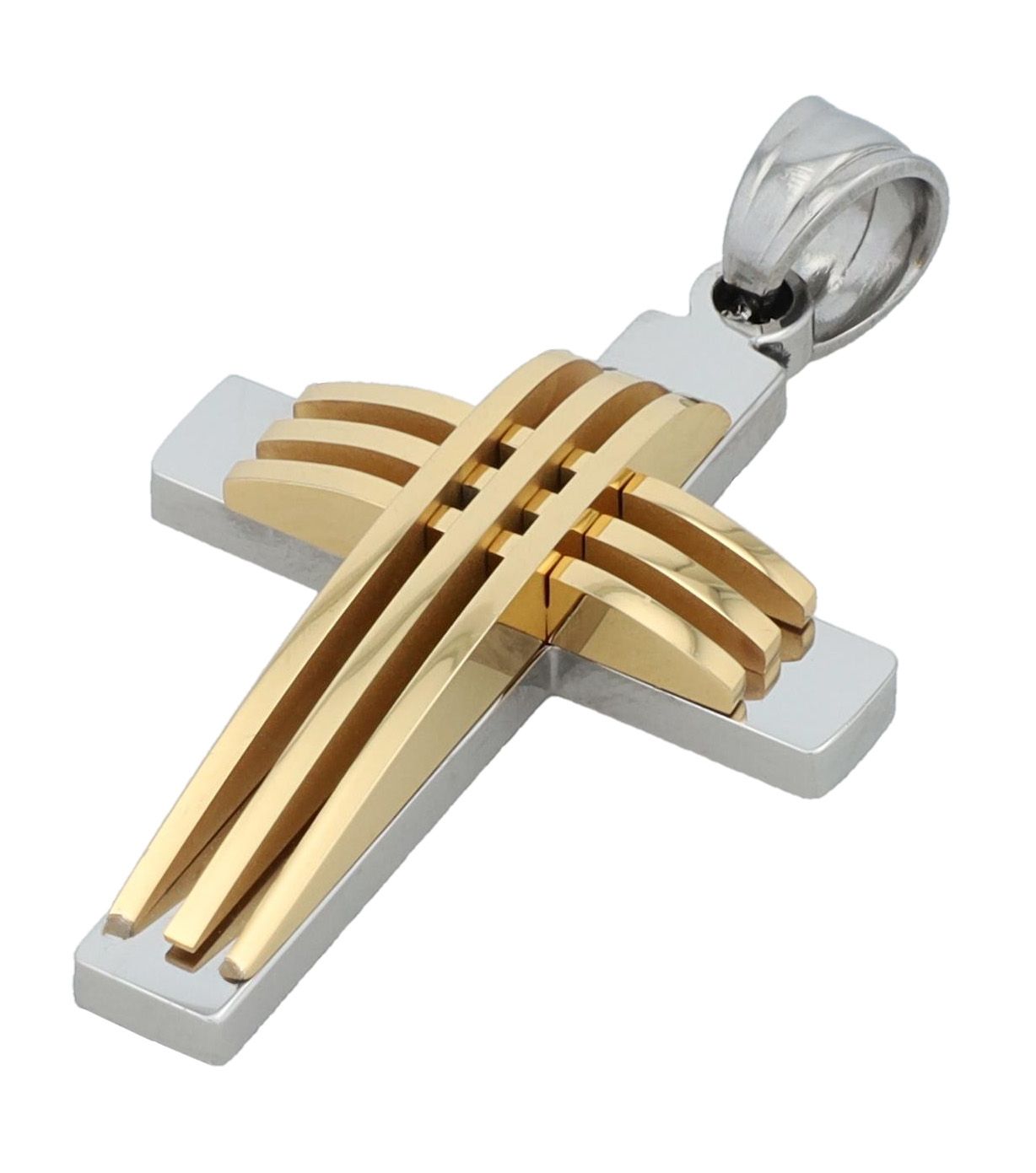 "Nyrelle" Anhänger Kreuz aus Edelstahl, ionenplattiert & bicolor (silber- u. goldfarben)