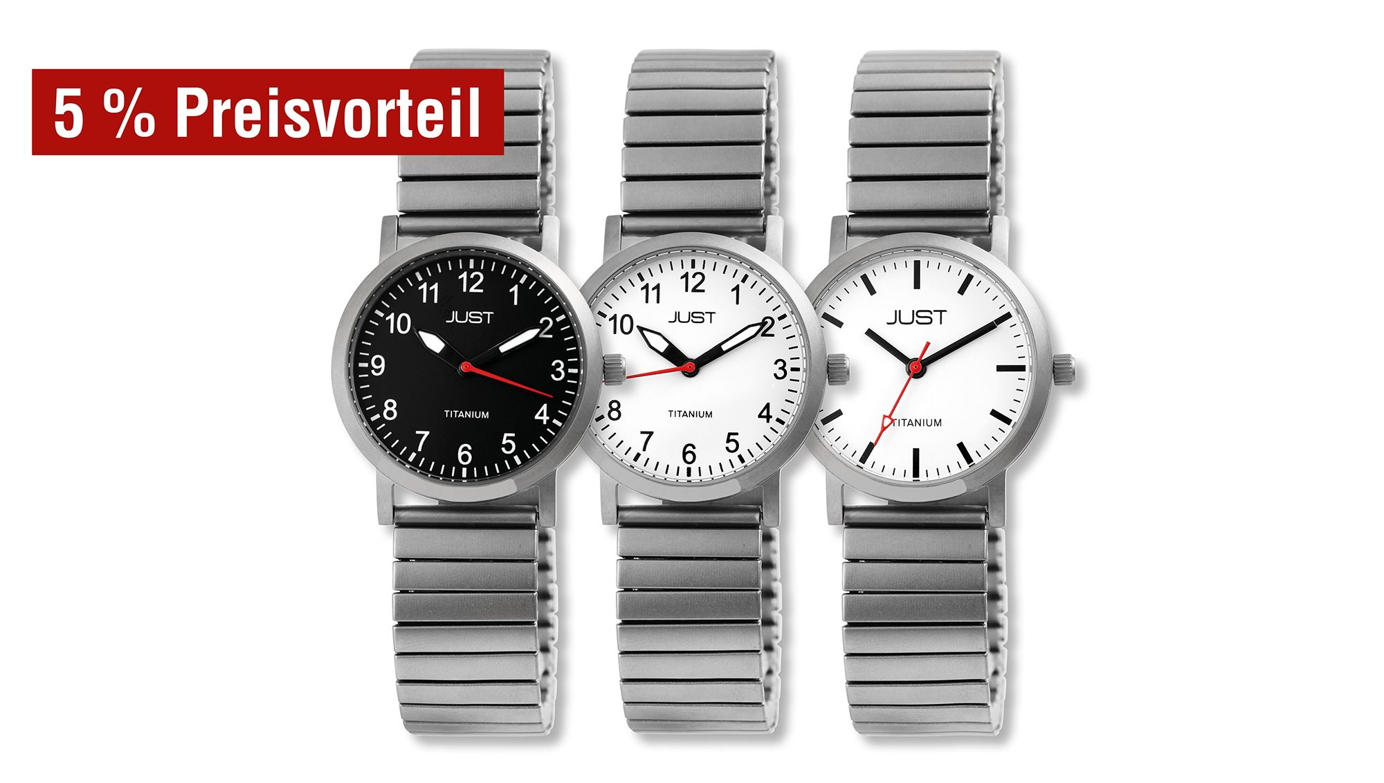Just Damen Titanuhren Titanzugband 3er-Set, 5% Preisvorteil