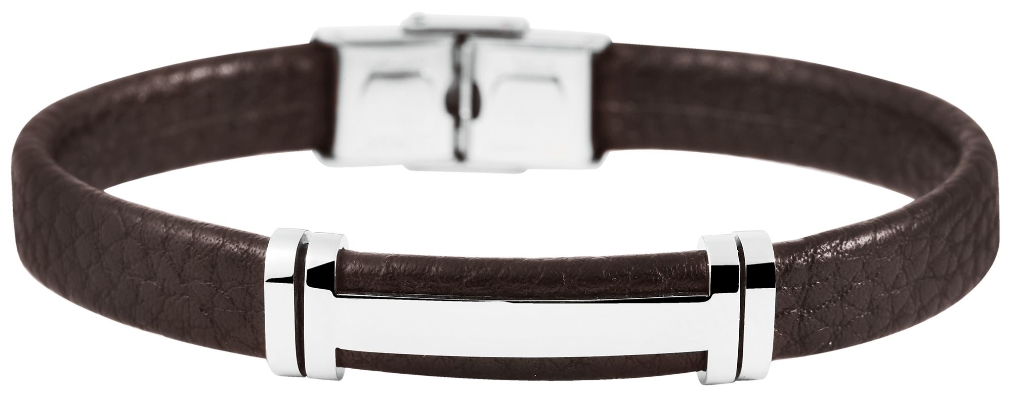 Akzent Armband aus Echtleder, Edelstahl-Gravurplatte, braun