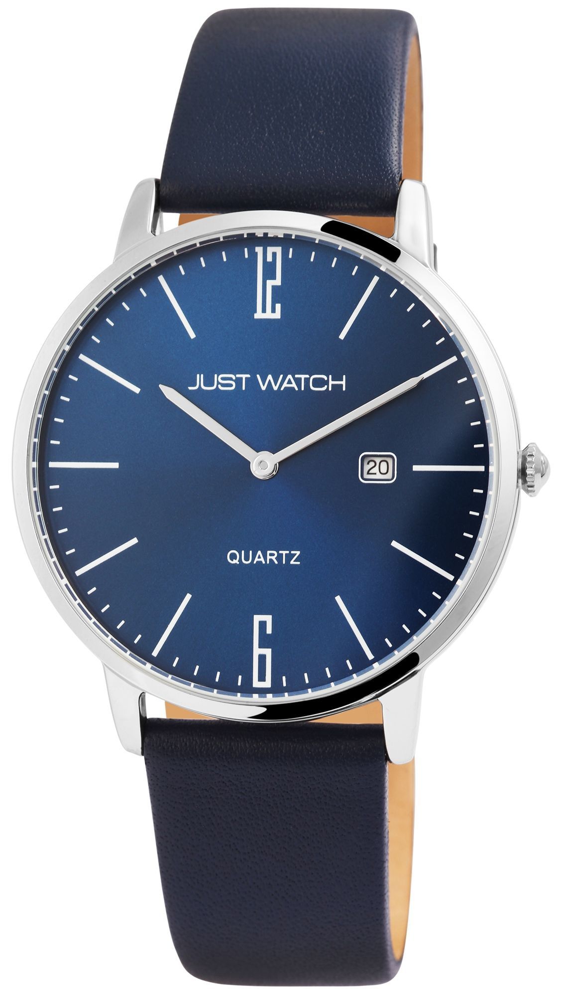 Just Watch Herrenuhr Echtlederband blau