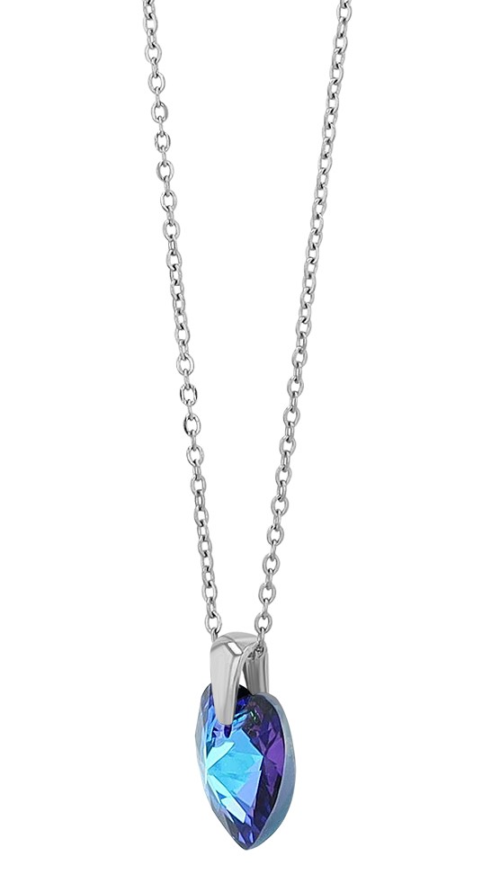 "Shauna" Edelstahlkette mit Swarovski Herz, 40 + 5 cm, silberfarben/dunkel blau