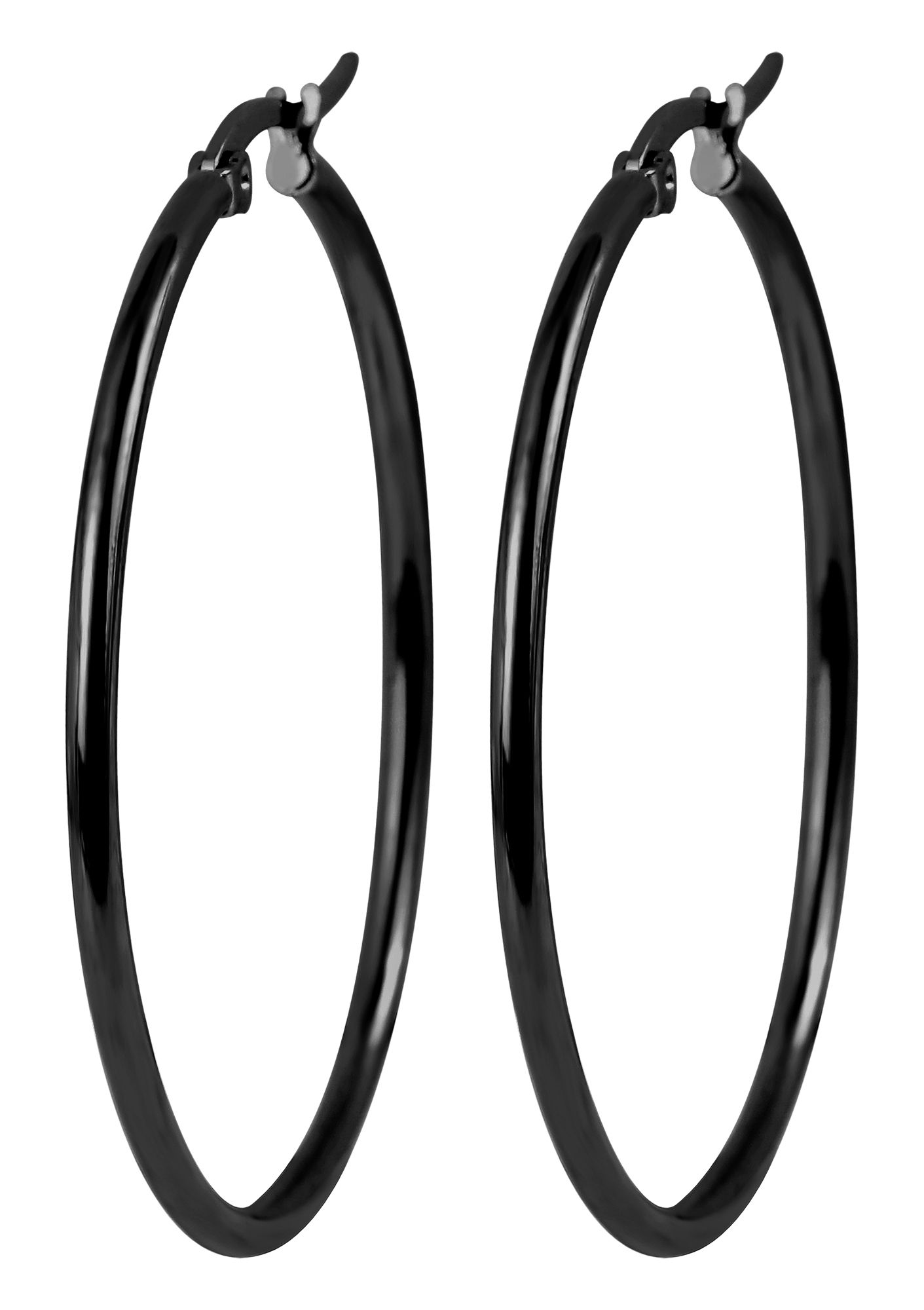 Akzent Creolen, Edelstahl, schwarz, Ø 30 mm