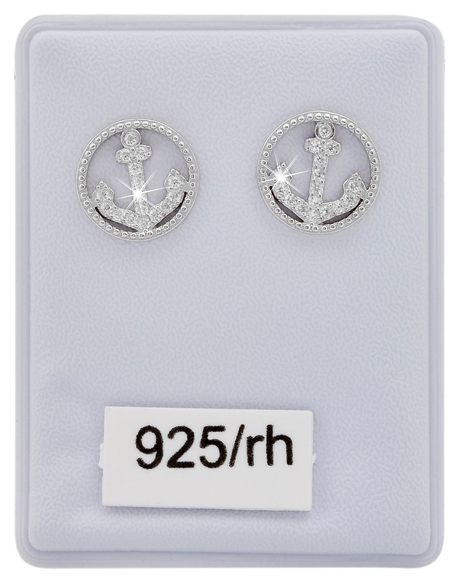 "Nazan" 925/- Echt Silber Ohrstecker Anker mit Zirkoniabesatz, silberfarben rhodiniert