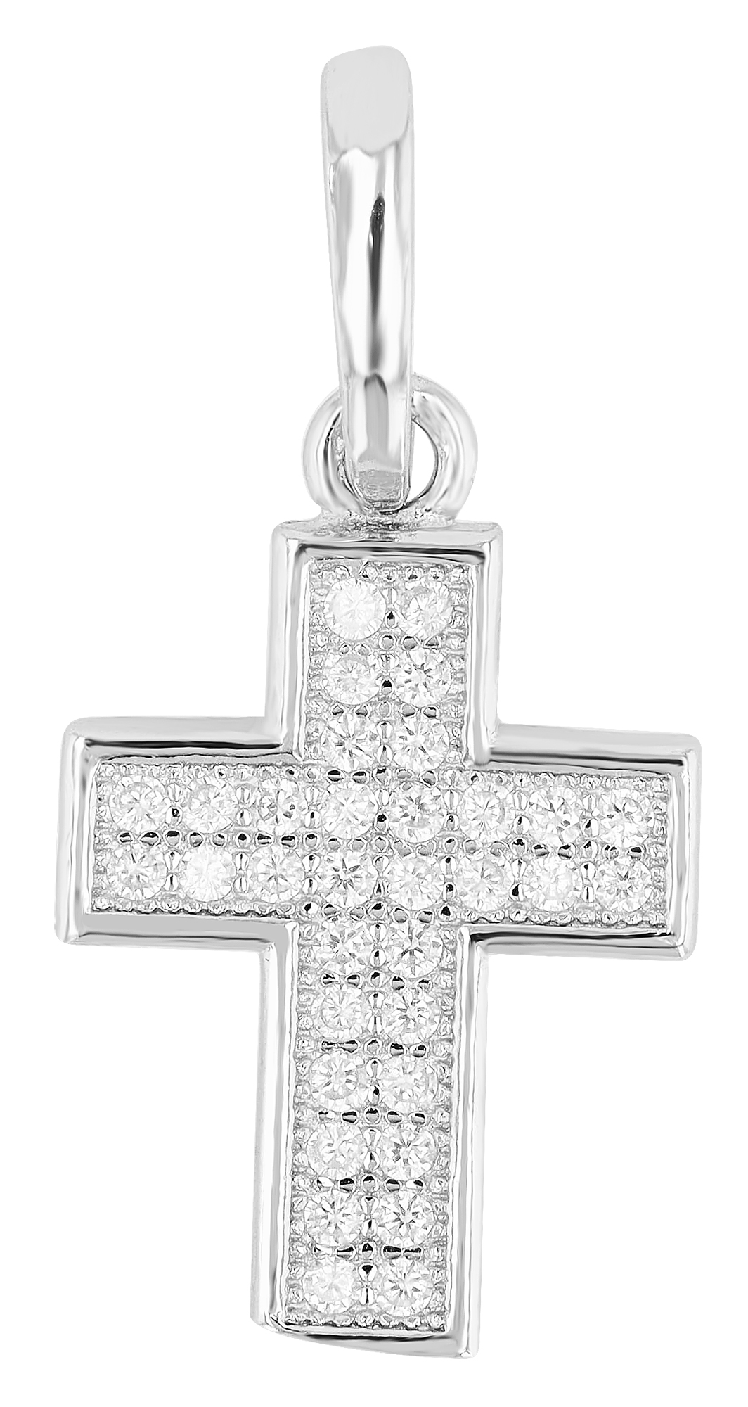 "Dörthe" 925/- Echt Silber Anhänger - Kreuz, Zirkonia, rhodiniert