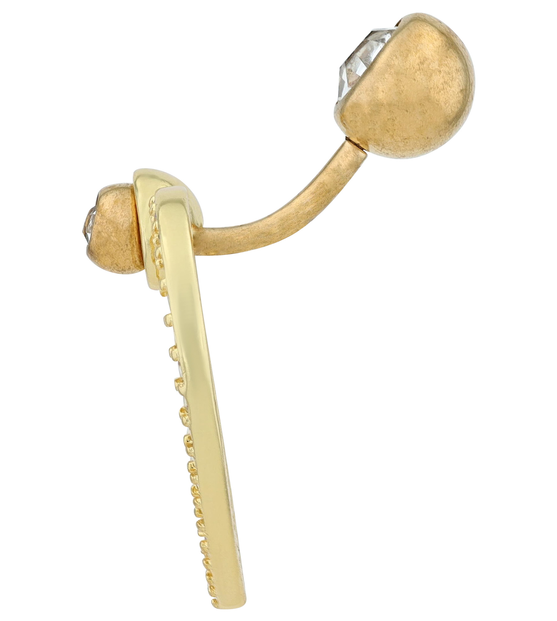 "Gitte" Edelstahl-Bronze Bauchnabelpiercing, Länge 11mm/ Stärke 1,8, Herz, Zirkonia, goldfarben