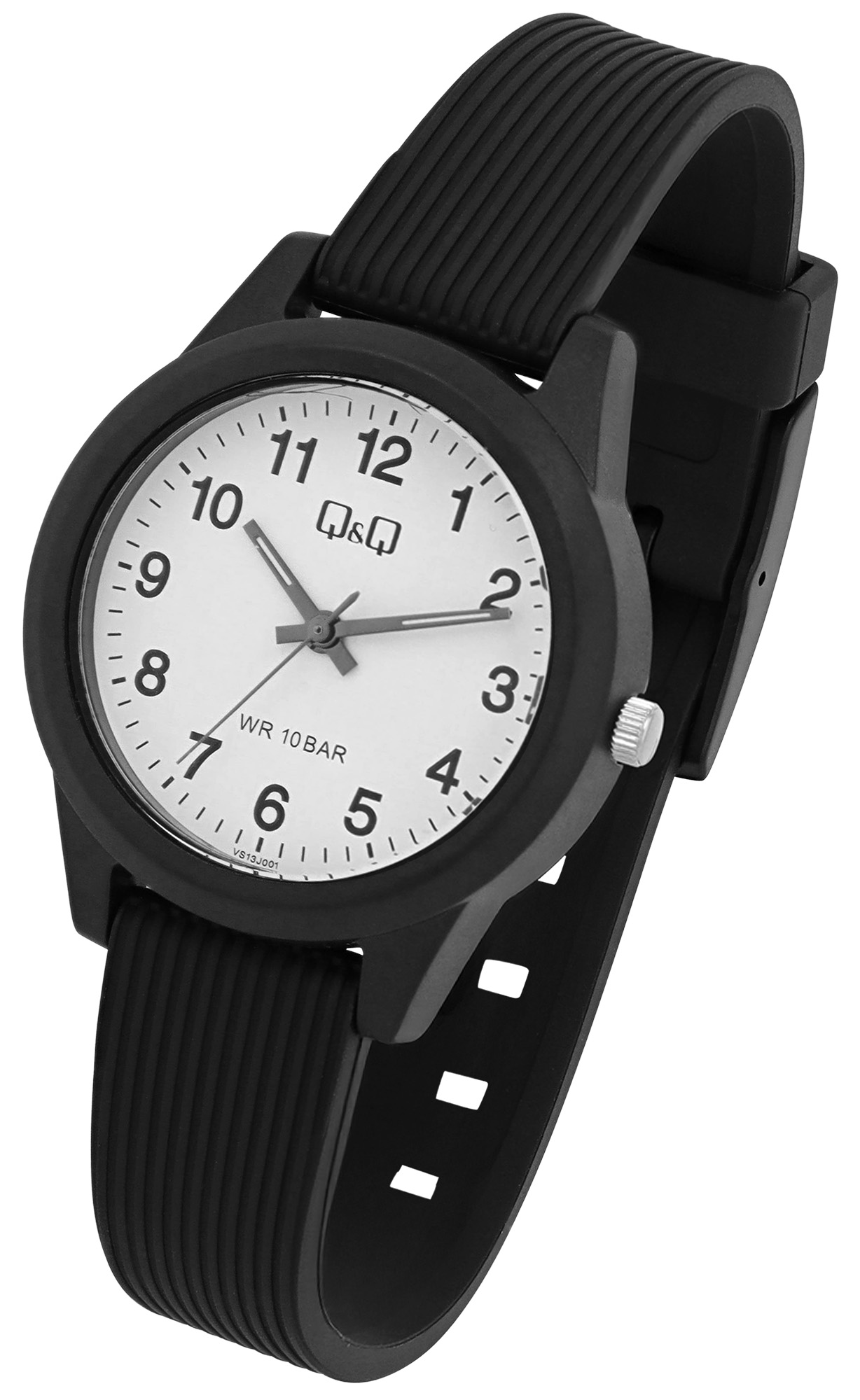 Q&Q Damen-/ Jugenduhr, Resinband, 10 ATM, Ø 32 mm, schwarz