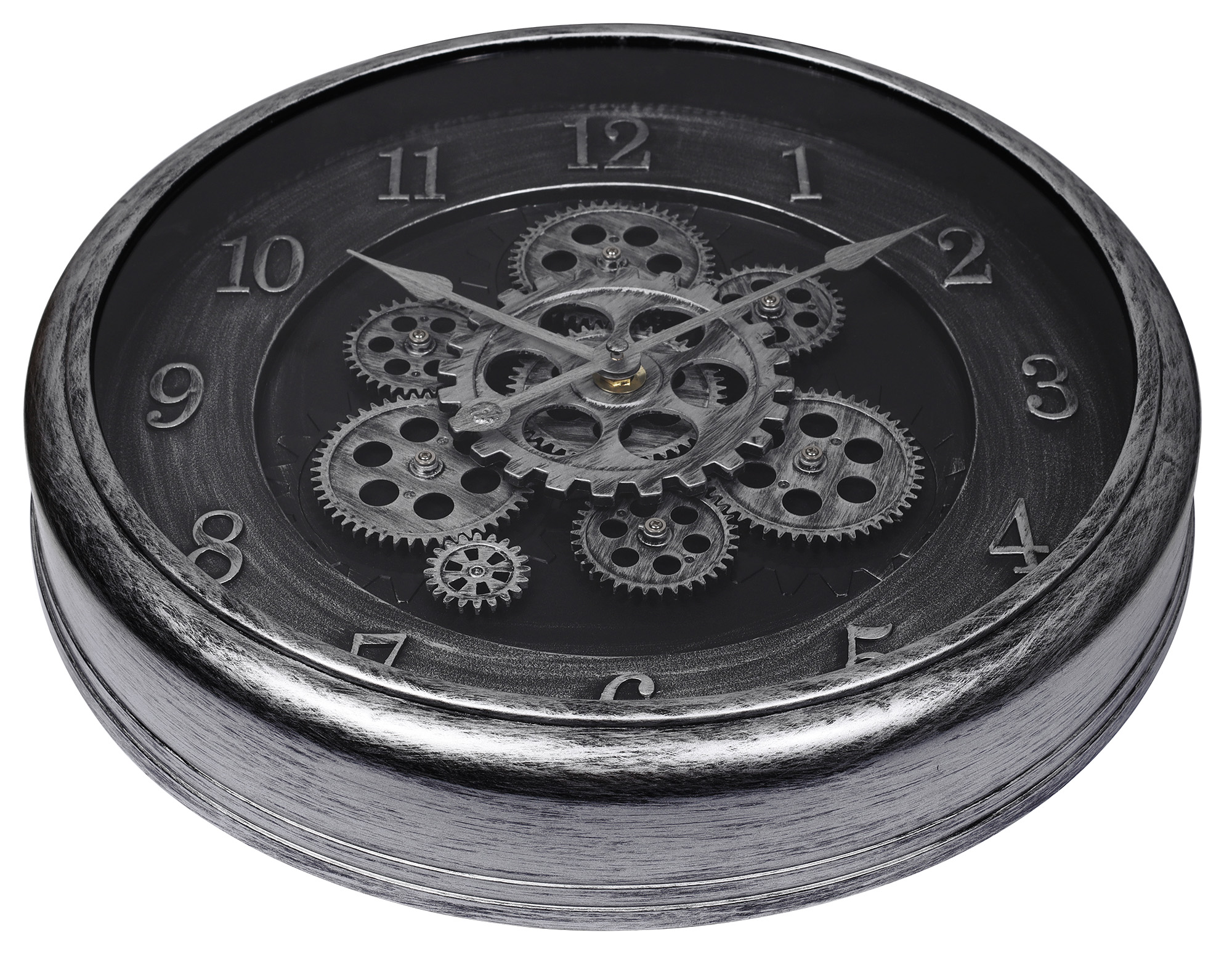 Skelett-Wanduhr im Industrial-Vintage-Look, Ø 40 cm, silberfarben