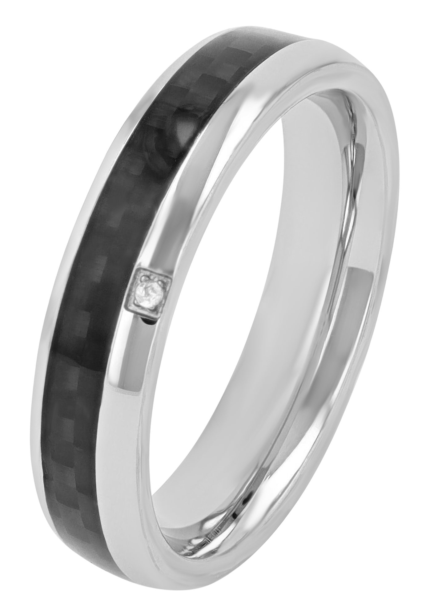 "Dark Fusion" Akzent Damen-Partnering Gr 52 - 62, Edelstahl, Simili, silberfarben/ Carbon-Optik