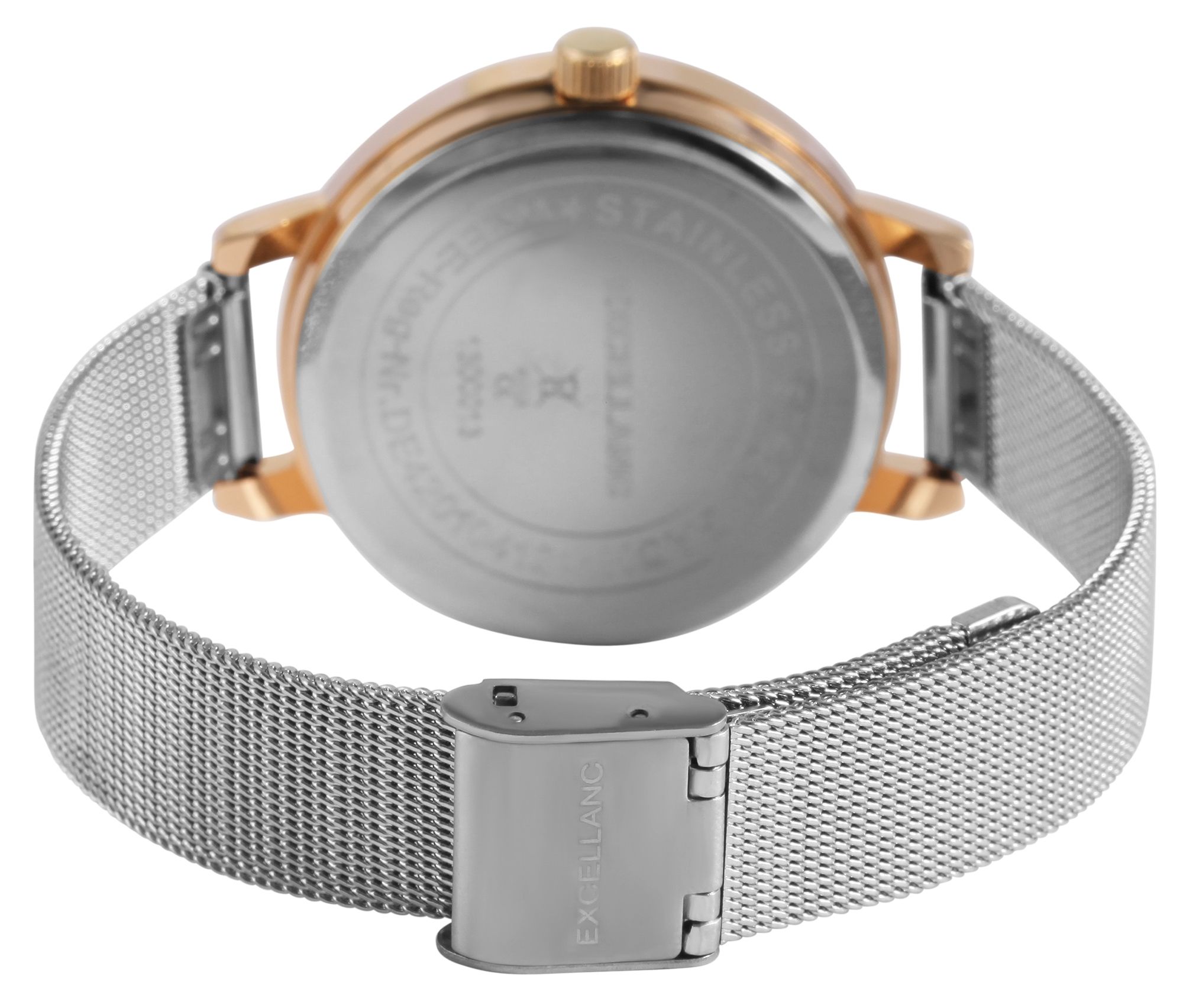 Excellanc Damenuhr mit Edelstahl Meshband in goldfarben