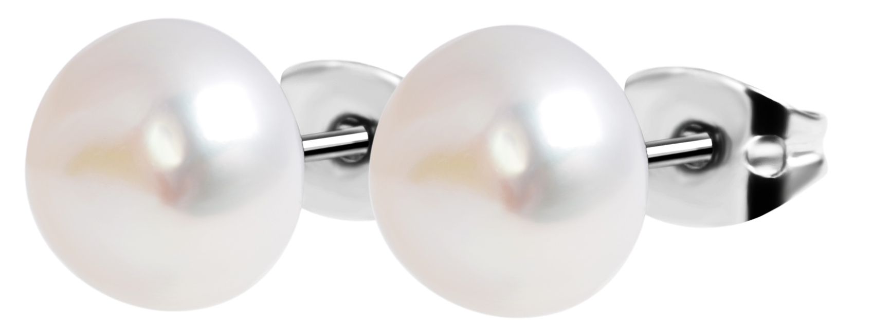 "Irmi" Edelstahl Perlen-Ohrstecker (Imitationsperle), Ø 8 mm