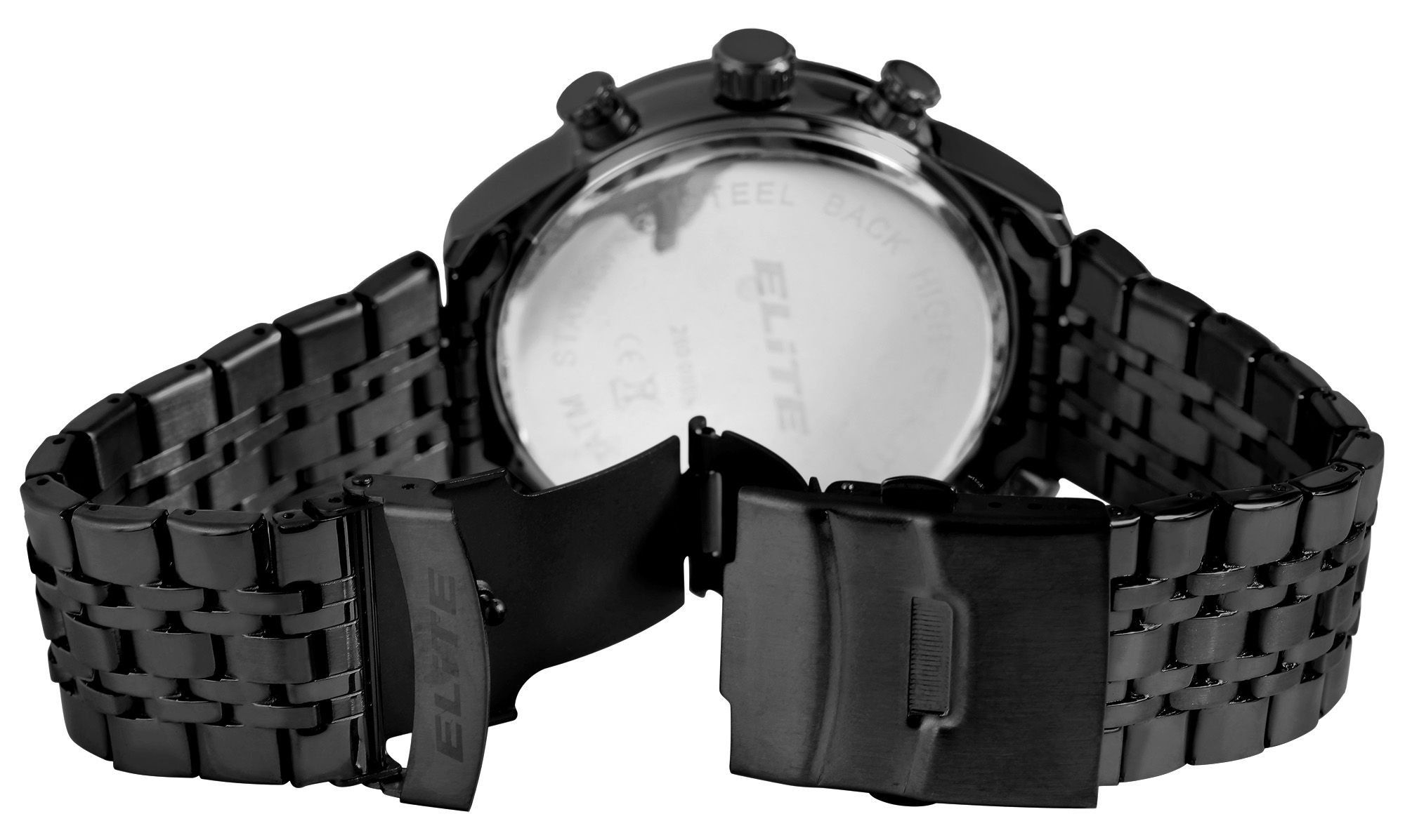 ELITE Herrenchronograph mit Edelstahlarmband, schwarz