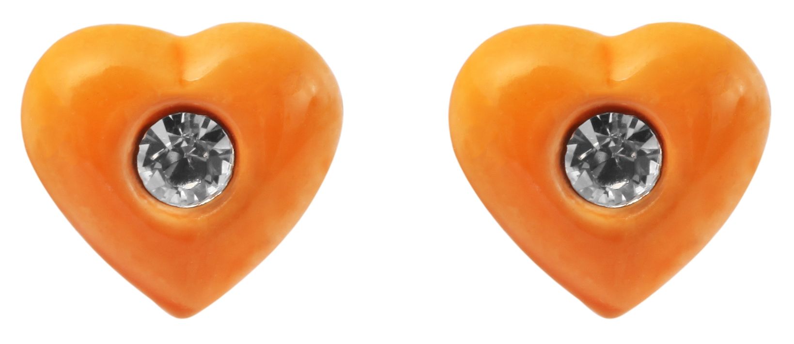 925/- Echt Silber Kinder Ohrstecker "Amanda", Herz mit Similistein, orange