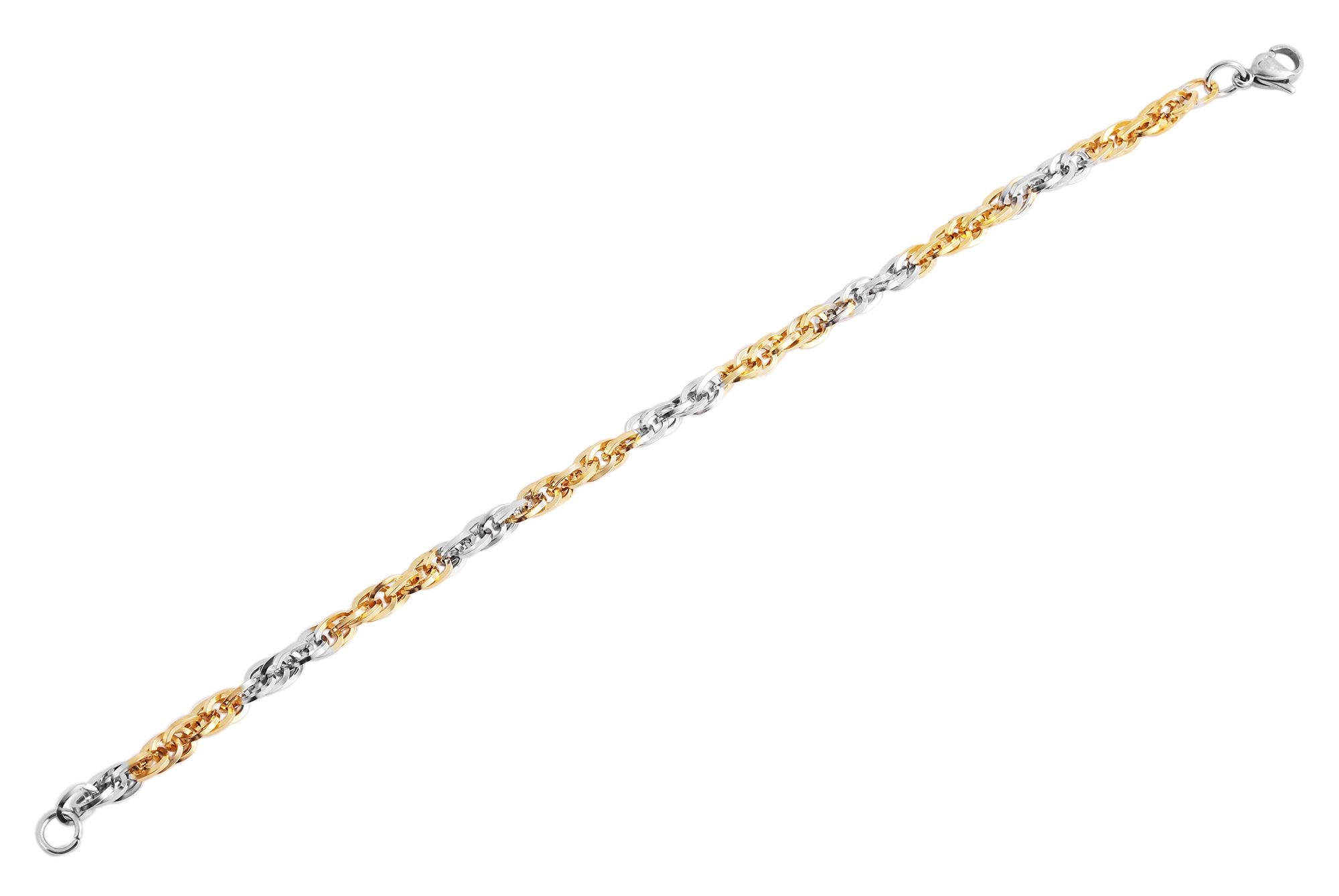 "Bobbi" Akzent Edelstahlarmband 20 cm, bicolor (silberfarben + goldfarben)