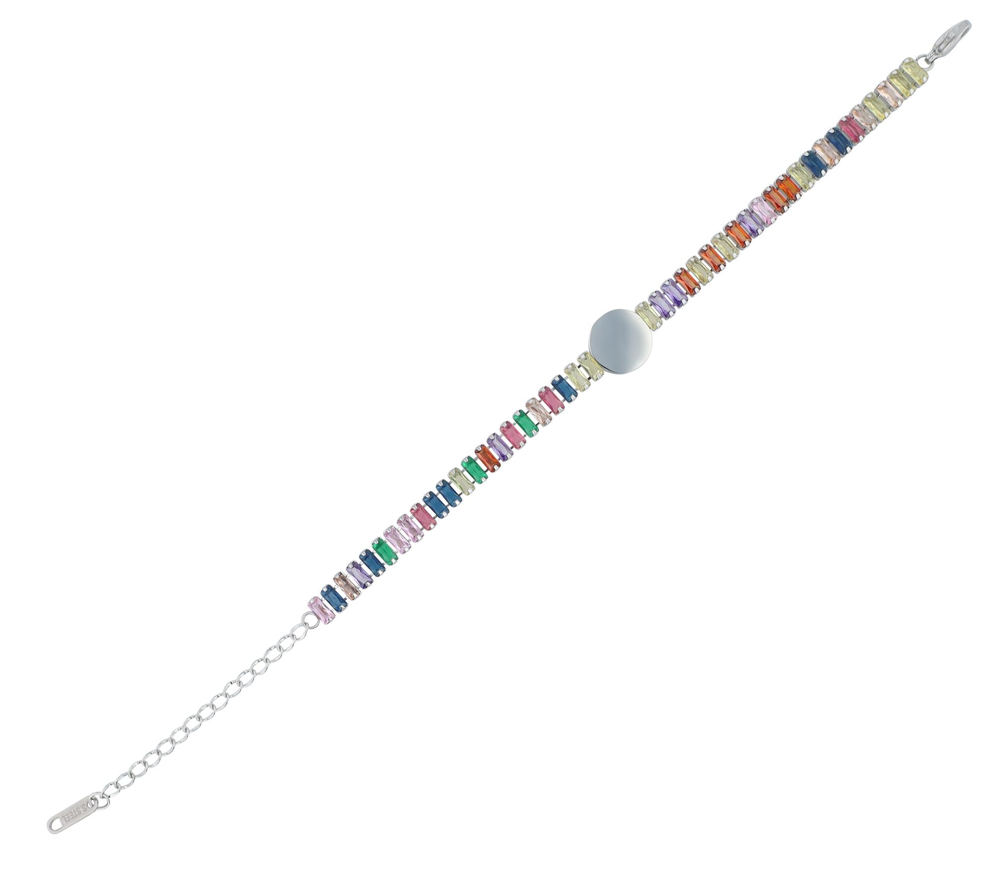 Akzent Armband "Alexa", Edelstahl & Zirkoniasteine, Gravurplatte, silber- oder goldfarben