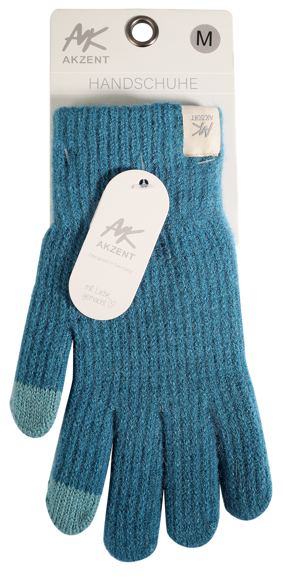 Damen-Handschuhe, Gr M, blau, Touch-Finger, 100% Polyester, VE-4