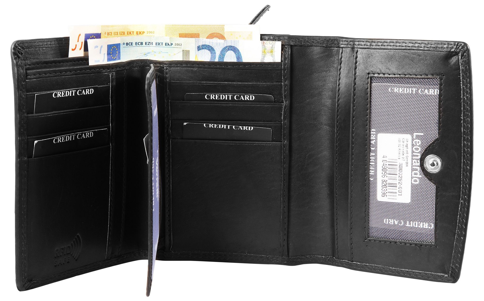 Leonardo Verrelli Damen Geldbörse aus Echtleder in schwarz mit RFID-Schutz