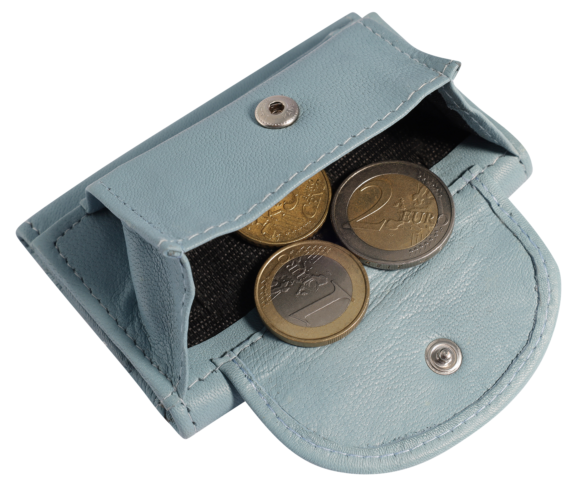 Excellanc Echtleder Mini-Geldbörse (Schlüsselfach), hellblau