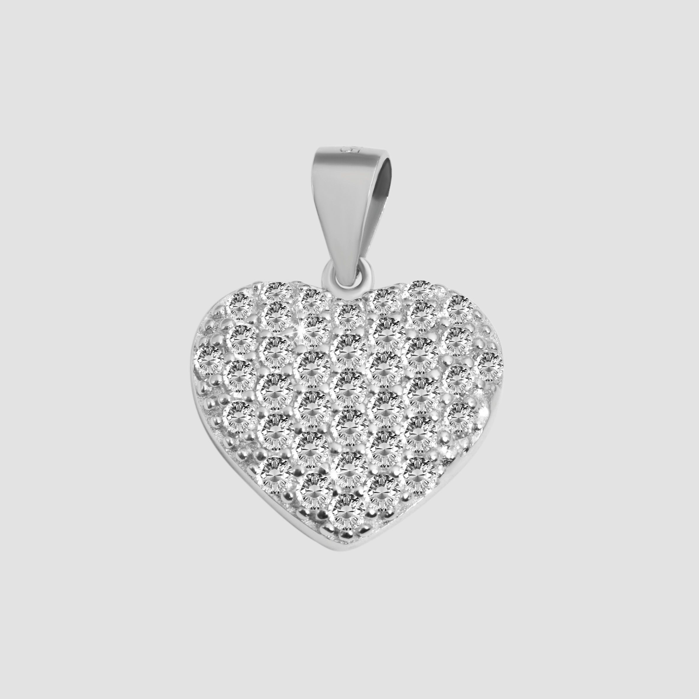 925/- Echt Silber Anhänger ohne Kette "Lynda", Herz mit Zirkoniabesatz, 925/rhodiniert