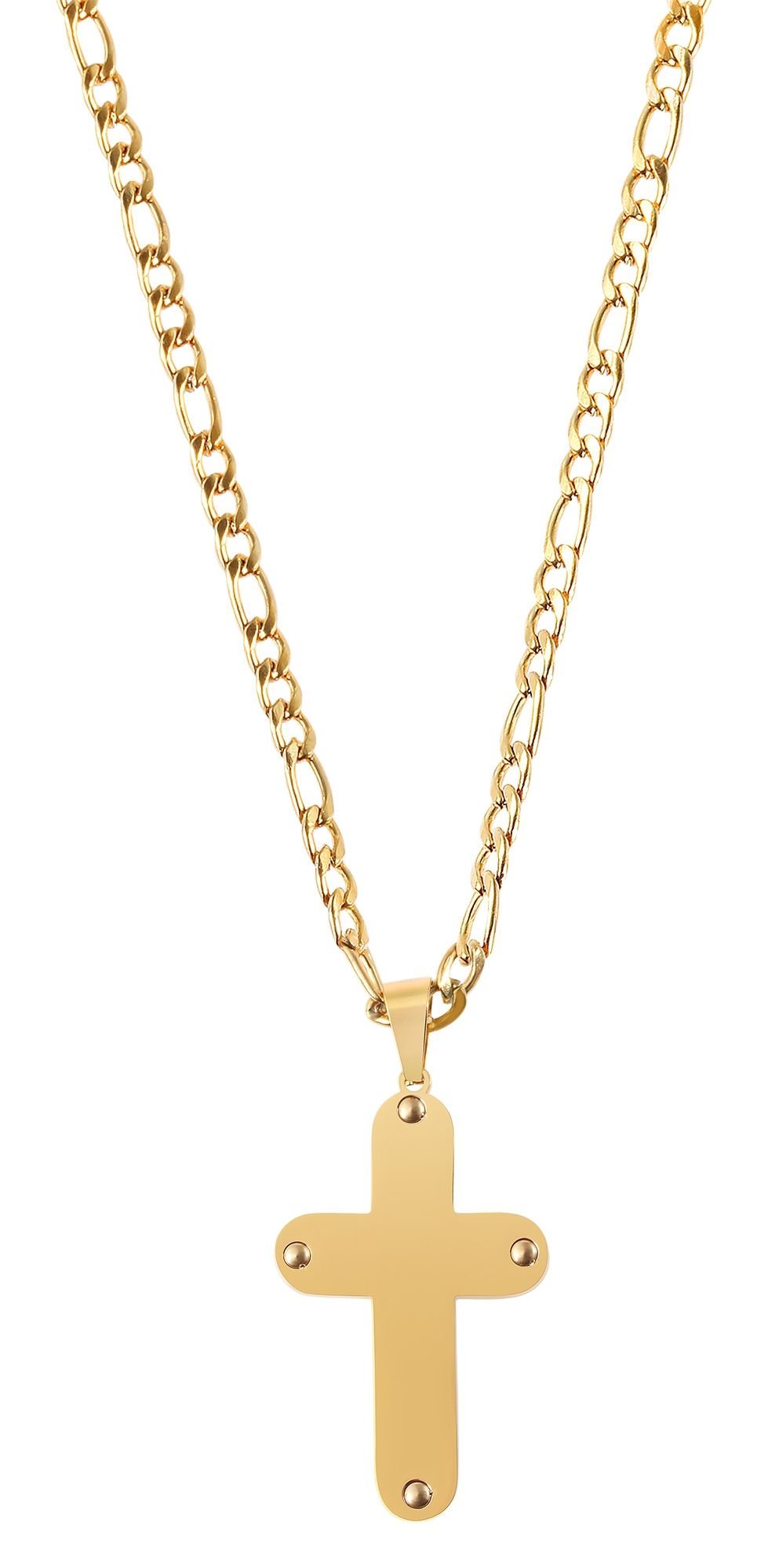Akzent Kette mit Kreuzanhänger, Edelstahl, goldfarben