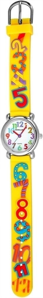 Excellanc Kinderarmbanduhr, Silikonarmband, silberfarben/gelb