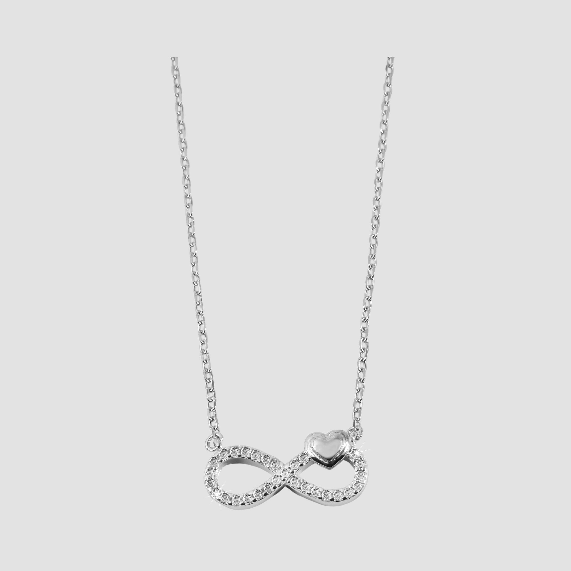 "Jihan", 925/- Echt Silber Halskette mit Anhänger Infinity mit Zirkonia, silberfarben, rhodiniert, 42 cm