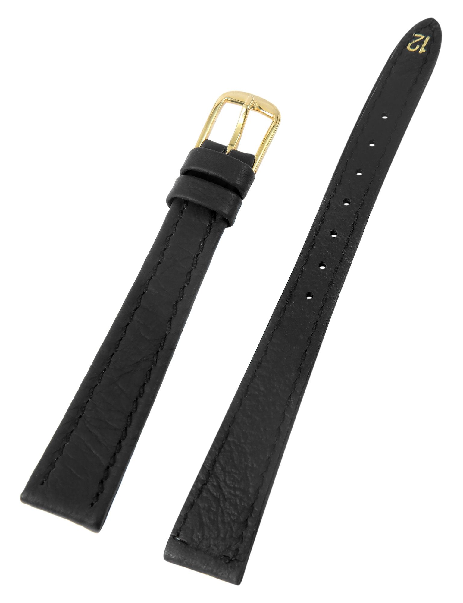 Echt-Lederband in schwarz, 12 mm
