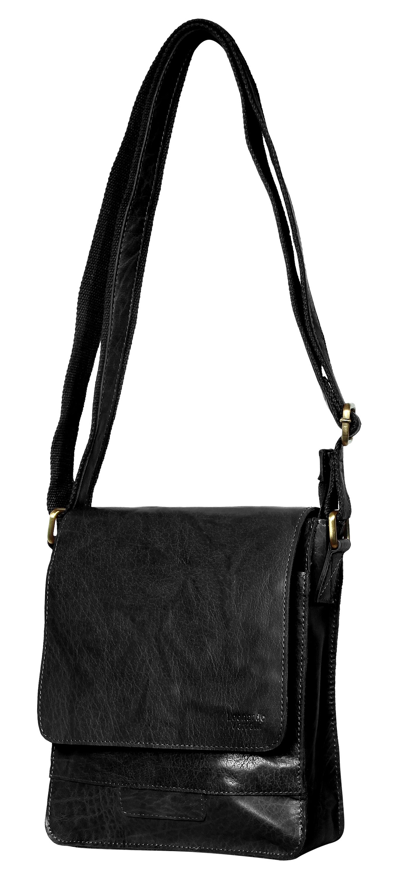 Leonardo Verrelli, Echtleder (Vintage-Leder im Washed-Look), schwarz
