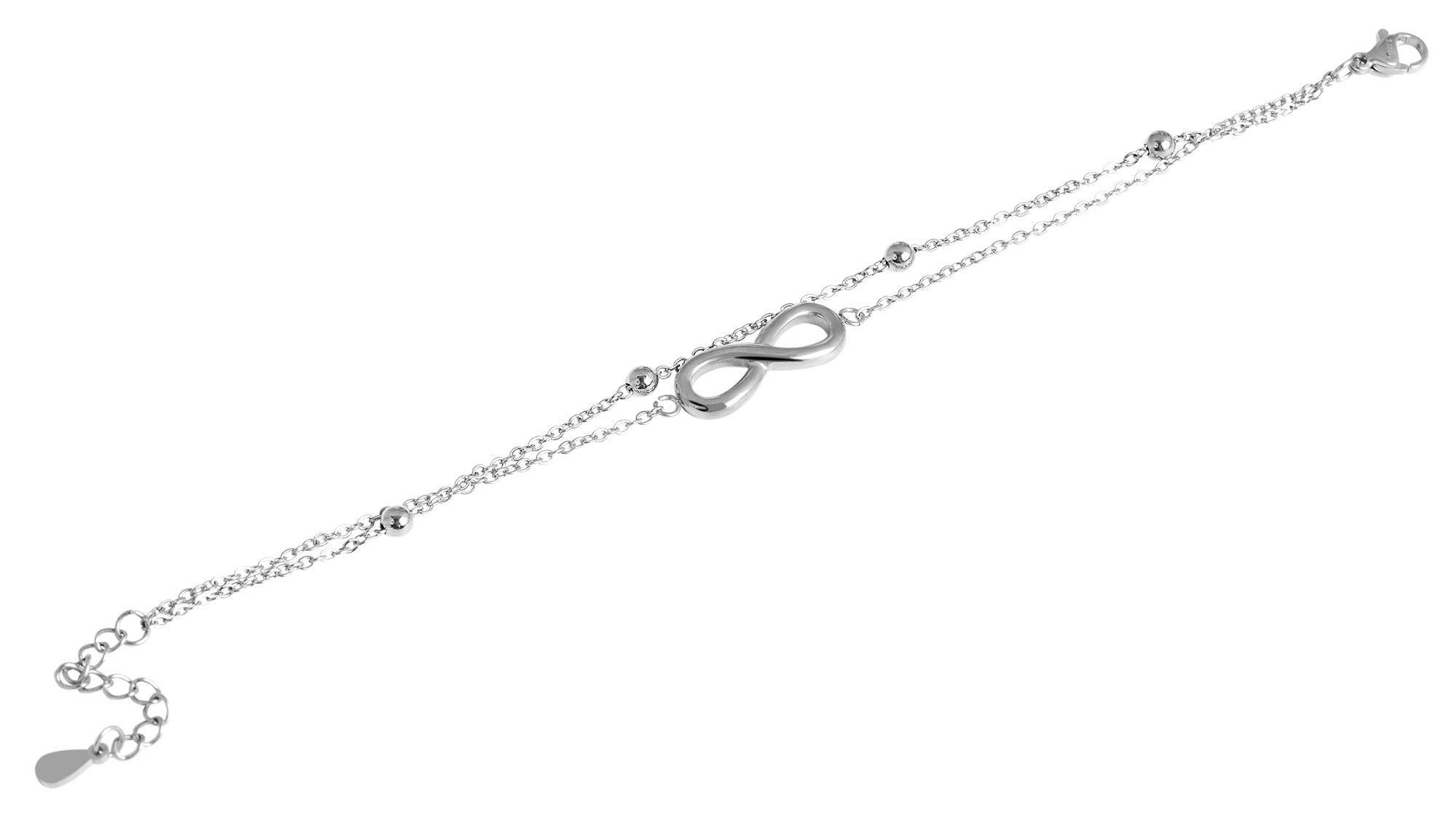 Edelstahl Ankerarmband, Infintiy, silberfarben, 17+3 cm